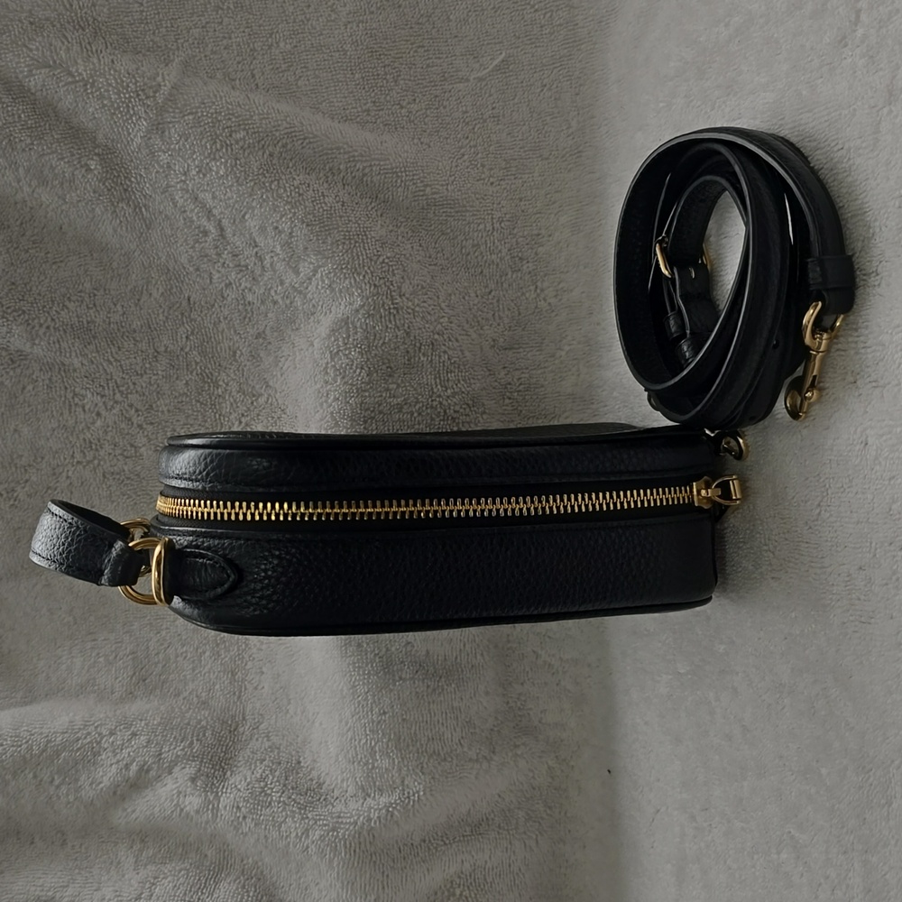 Coach Black Leather Phone Crossbody with Gold Accents - Picture 2 of 6